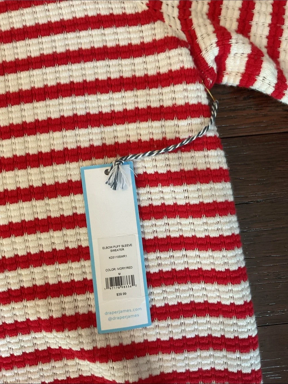 🆕 Draper James Puffed Short Sleeve Striped Sweater